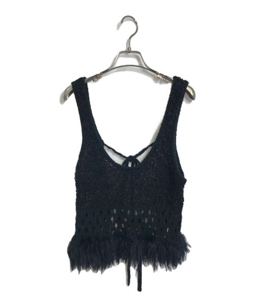 LEINWANDE（ラインヴァンド）LEINWANDE (ラインヴァンド) Fringe Knit Tank Top ニットビスチェ ブラック サイズ:FREEの古着・服飾アイテム