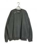 jiedaジエダ）の古着「DAMAGE ZIP OVER SWEAT CREW」｜グレー