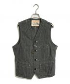 SUGAR CANEシュガーケーン）の古着「JEAN CORD WORK VEST」｜ブラック×ホワイト