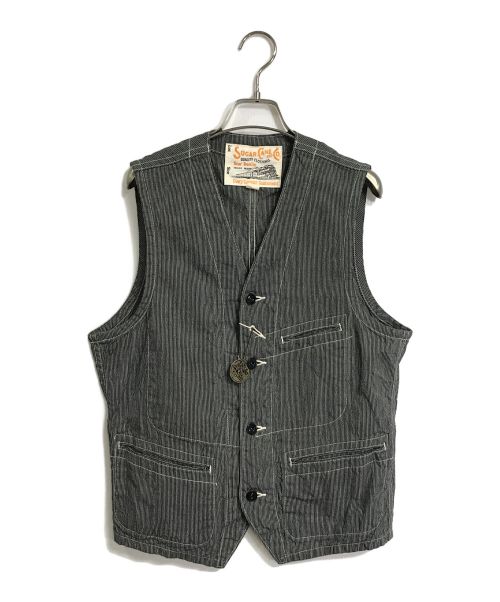 SUGAR CANE（シュガーケーン）SUGAR CANE (シュガーケーン) JEAN CORD WORK VEST ブラック×ホワイト サイズ:38の古着・服飾アイテム