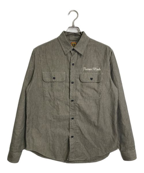 HUMAN MADE（ヒューマンメイド）HUMAN MADE (ヒューマンメイド) ワークシャツ SALT & PEPPER WORK SHIRT グレー サイズ:Mの古着・服飾アイテム