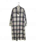 AURALEEオーラリー）の古着「スーパーライトウールチェックマキシワンピース SUPER LIGHT WOOL CHECK MAXI ONE-PIECE」｜パープル