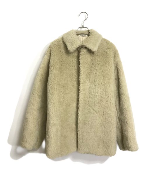 AURALEE（オーラリー）AURALEE (オーラリー) SHETLAND WOOL BOA BIG BLOUSON シェットランドウールボアブルゾン ベージュの古着・服飾アイテム