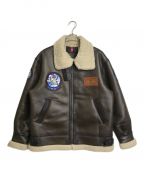 ALPHAアルファ）の古着「B-3 Jacket B-3 パッチド フェイクムートン フライトジャケット」｜ブラウン