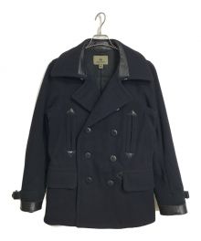 NIGEL CABOURN（ナイジェルケーボン）の古着「MILITARY PEA COAT ミリタリーコート　ウールコート」｜ネイビー×ブラック