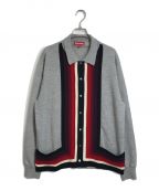 SUPREMEシュプリーム）の古着「19SS Corner Stripe Polo Sweater センターストライプポロニット」｜グレー