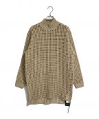 AURALEEオーラリー）の古着「WOOL FELT YARN MESH KNIT MOCK NECK LONG PULLOVER」｜ベージュ