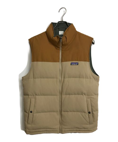 Patagonia（パタゴニア）Patagonia (パタゴニア) リバーシブルダウンベスト　ナイロンベスト　アウトドア ベージュ×ブラウン サイズ:Mの古着・服飾アイテム