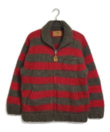 CANADIAN SWEATER（カナディアンセーター）の古着「カウチンニットカーディガン」｜ブラウン×レッド