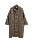 taupeトープ）の古着「W Breasted Check Stand Up Coat」｜ブラウン