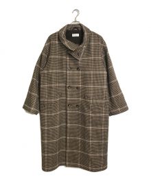 taupe（トープ）の古着「W Breasted Check Stand Up Coat」｜ブラウン