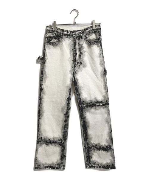 YUKI HASHIMOTO（ユウキハシモト）YUKI HASHIMOTO (ユウキハシモト) CHARCOAL PAINT PAINTER PANTS ホワイト×ブラック サイズ:44の古着・服飾アイテム