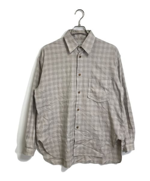 MATSUFUJI（マツフジ）MATSUFUJI (マツフジ) Flannel Check Utility Oversize Shirt ベージュ サイズ:2の古着・服飾アイテム