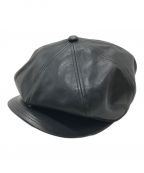 SOLARIS&CO.ソラリス&コー）の古着「レザーキャスケット　 horsehide casquette  革　日本製」｜ブラック