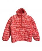 SUPREMEシュプリーム）の古着「ペイズリーハーフジップダウンジャケット 22AW Micro Down Half Zip Hooded Pullover ダウンパーカー　プルオーバー」｜レッド×ホワイト Red Paisley