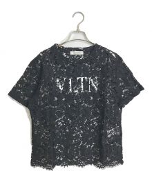 VALENTINO（ヴァレンティノ）の古着「コットン×レーヨン×ナイロン Tシャツ」｜ブラック