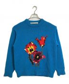 Soeソーイ）の古着「INTARSIA KNIT FLOWER インターシャニット　ローゲージニット　花柄」｜ブルー