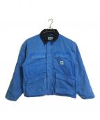 stussyステューシー）の古着「Washed Canvas Shop JACKET キャンバスショップジャケット　アウター」｜ブルー×ブラック