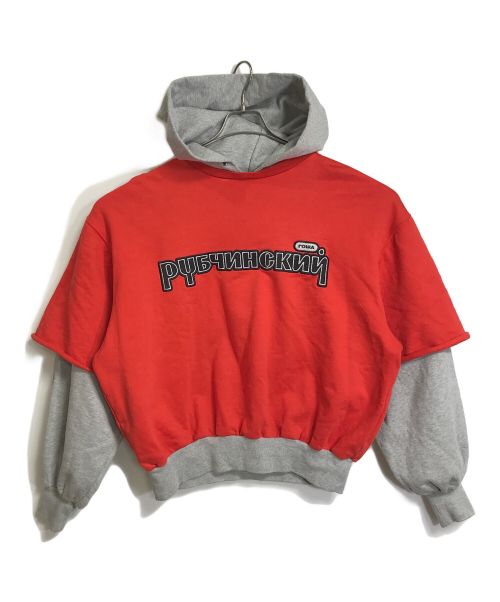 Gosha Rubchinskiy（ゴーシャラブチンスキー）Gosha Rubchinskiy (ゴーシャラブチンスキー) COMBO HOODED SWEAT SHIRT コンボフーデッドスウェットシャツ　パーカー　フーディー　18SS レッド×グレー サイズ:XSの古着・服飾アイテム