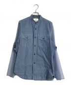 HYKEハイク）の古着「CHAMBRAY MILITARY SHIRT WITH SHEER SLEEVES」｜ブルー