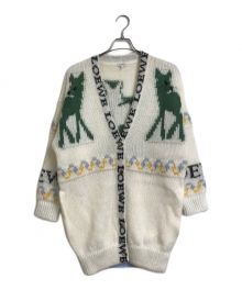 LOEWE（ロエベ）の古着「21SS モヘア混カーディガン Logo and squirrel-jacquard cardigan」｜ホワイト