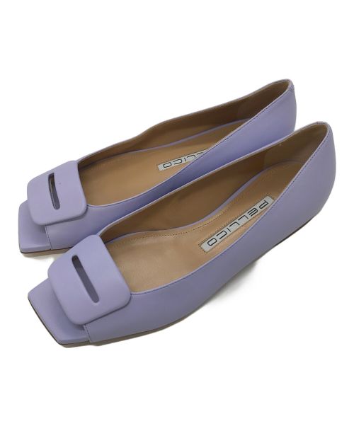 PELLICO（ペリーコ）PELLICO (ペリーコ) TEA10 ANELLI FIBBIA OPEN TOE PUMPS  アネッリフィッビアオープントゥパンプス　フラットパンプス　フラットシューズ　ローヒール　イタリア製 パープル サイズ:37の古着・服飾アイテム