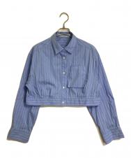 RAY BEAMS (レイ ビームス) Out Pocket Cropped Shirt ストライプクロップドシャツ スカイブルー サイズ:FREE