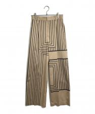 LE CIEL BLEU (ルシェルブルー) Geometrical Printed Pants ワイドパンツ ベージュ×ブラック サイズ:36