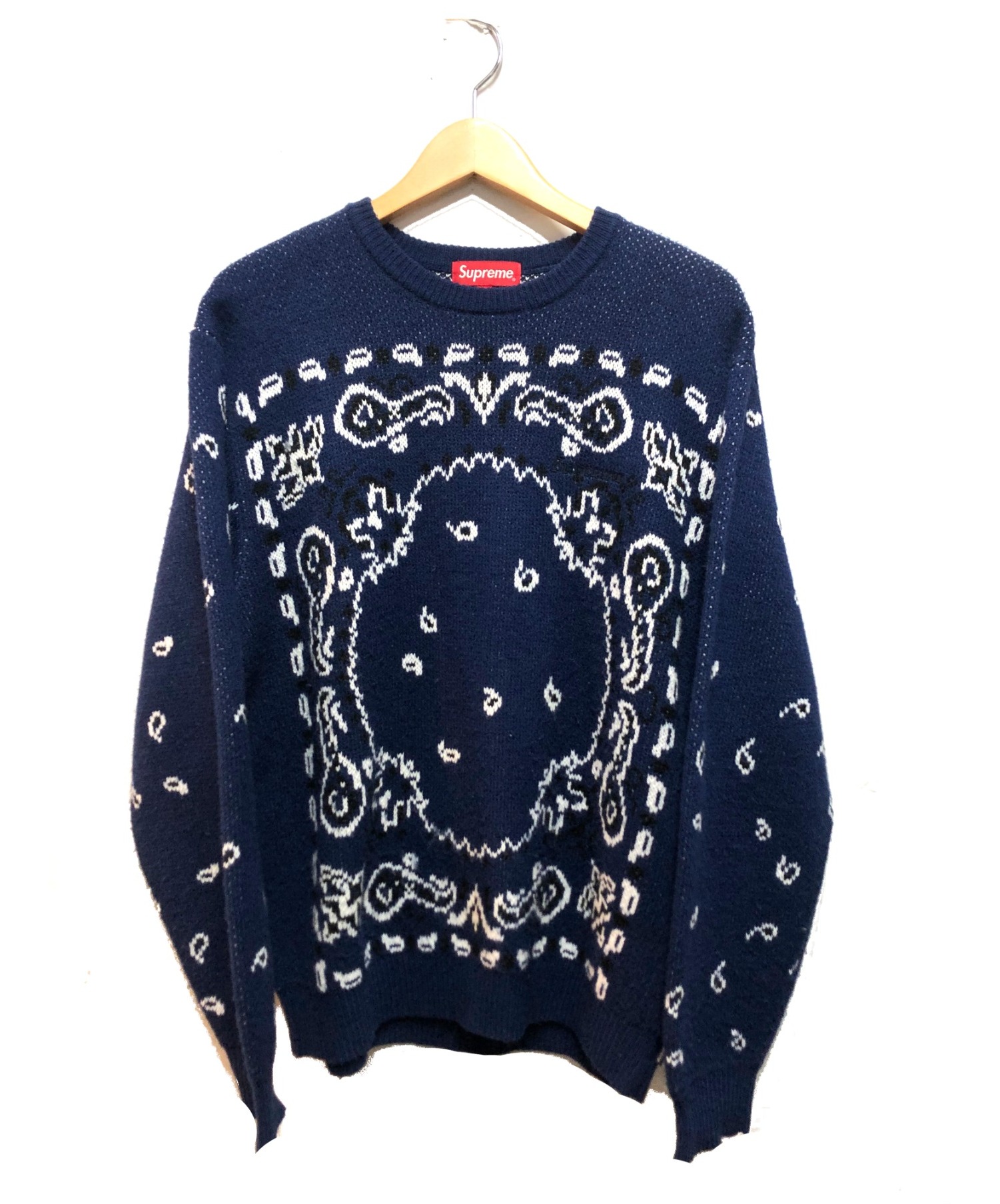 期間限定３０％ＯＦＦ！ SUPREME BANDANA SWEATER M ネイビー - ニット