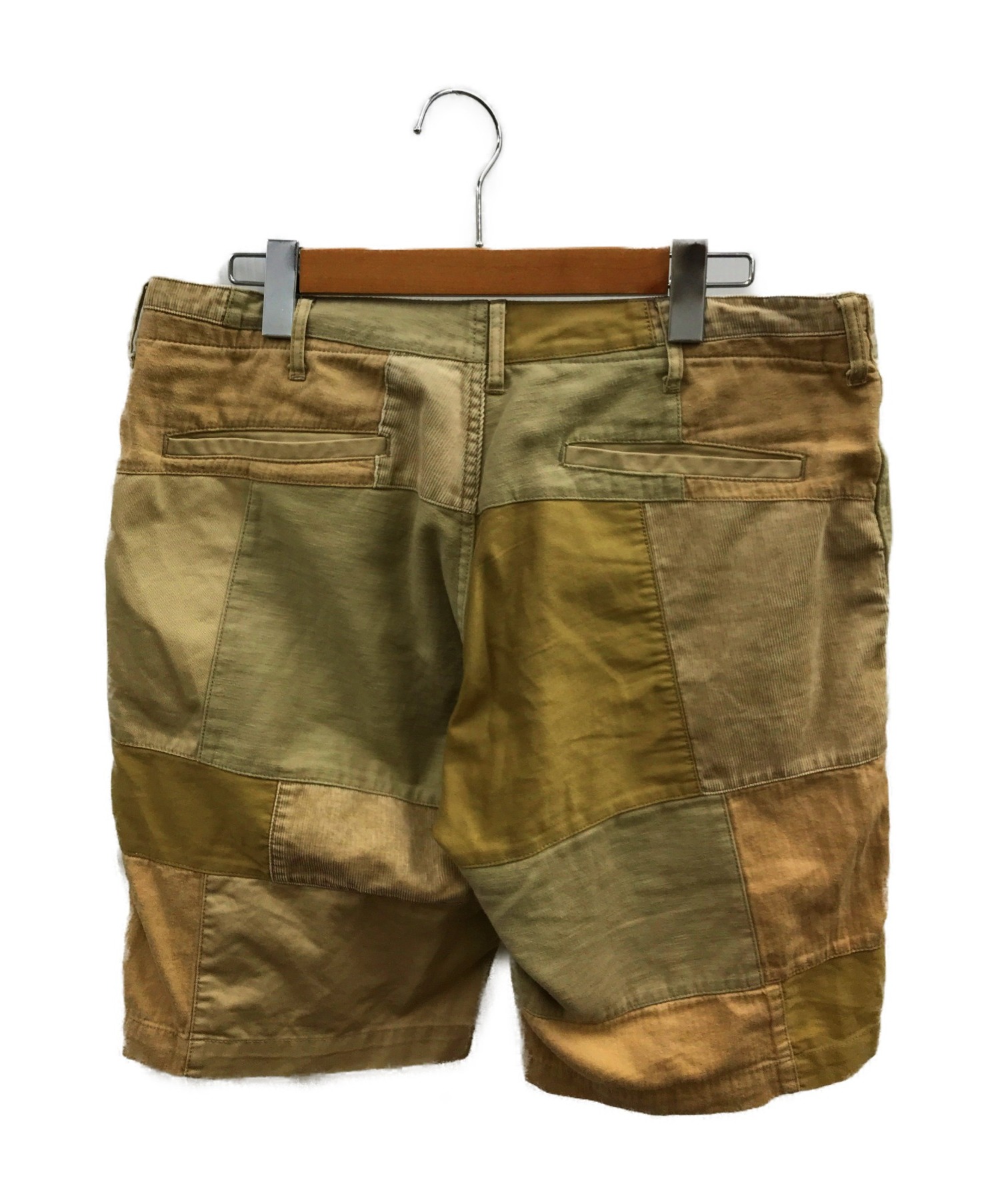 MOUNTAIN RESEARCH (マウンテンリサーチ) パッチワークハーフパンツ ベージュ サイズ:L Crafted Shorts  MTR-1915