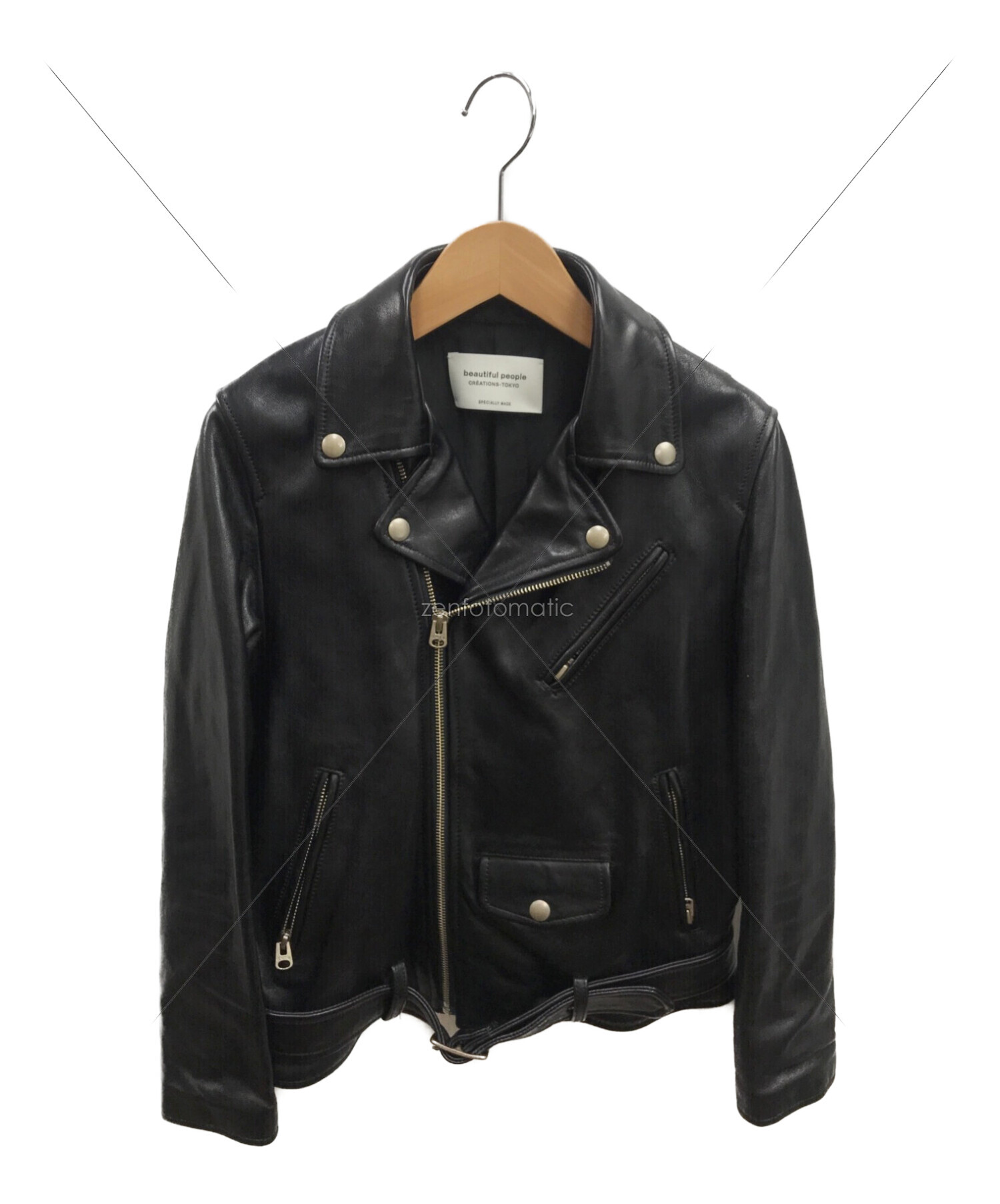 beautiful people (ビューティフルピープル) vintage leather riders jacket /  ヴィンテージレザーライダースジャケット ブラック サイズ:160