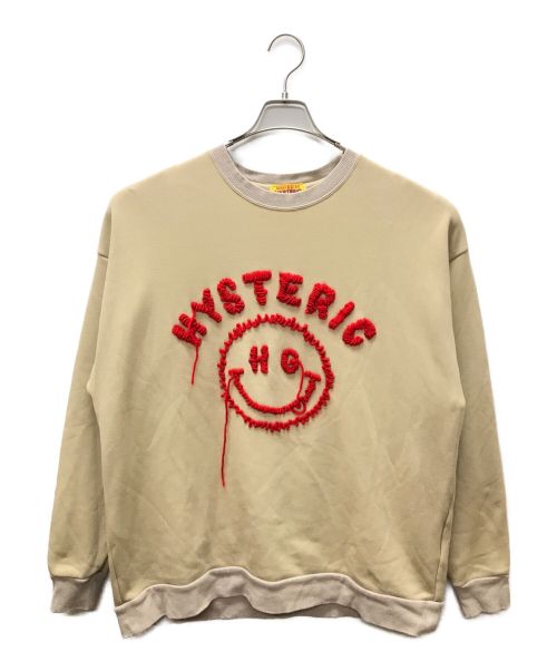 Hysteric Glamour（ヒステリックグラマー）Hysteric Glamour (ヒステリックグラマー) SMILE刺繍オーバーサイズスウェット ベージュ サイズ:FREEの古着・服飾アイテム