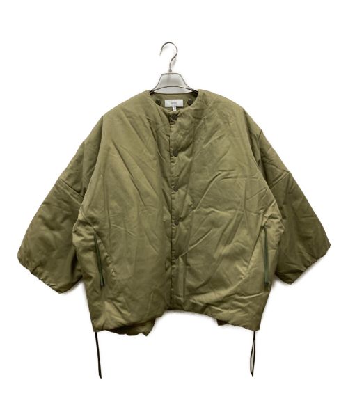 HYKE（ハイク）HYKE (ハイク) NYLON COLLARLESS BIG JACKET カーキ サイズ:1の古着・服飾アイテム