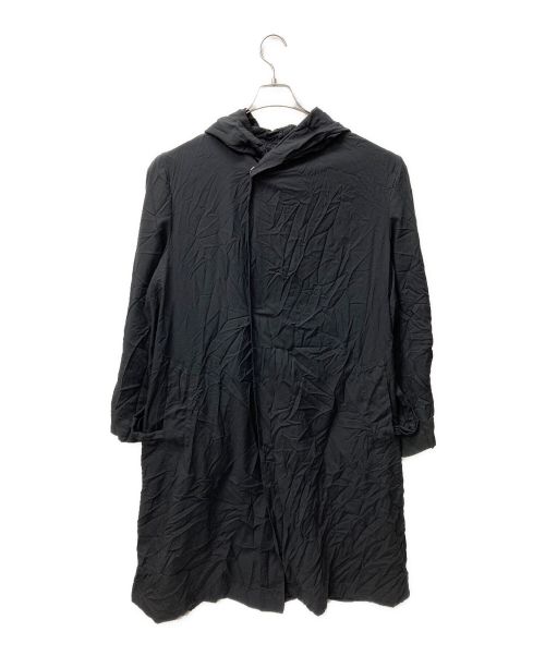 REGULATION Yohji Yamamoto MEN（レギュレーション ヨウジヤマモト）REGULATION Yohji Yamamoto MEN (レギュレーション ヨウジヤマモト) ツイルシワ加工フードコート ブラック サイズ:1の古着・服飾アイテム