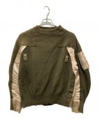 sacaiサカイ）の古着「Nylon Twill Mix Knit Pullover」｜カーキ