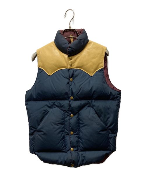 RockyMountainFeatherBed（ロッキーマウンテンフェザーベッド）RockyMountainFeatherBed (ロッキーマウンテンフェザーベッド) レザー切替ダウンベスト ネイビー サイズ:36の古着・服飾アイテム