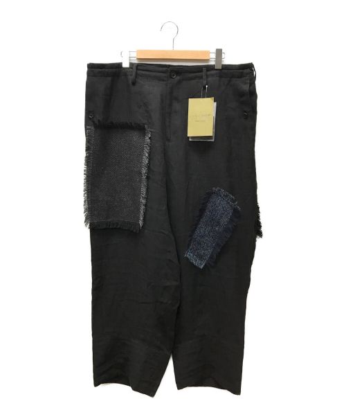 Yohji Yamamoto pour homme（ヨウジヤマモト プールオム）Yohji Yamamoto pour homme (ヨウジヤマモト プールオム) LINEN TWEED PATCHWORK PANTS ブラック サイズ:3の古着・服飾アイテム