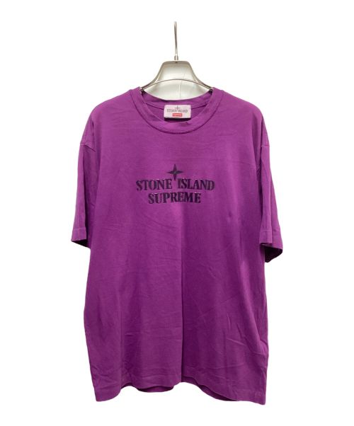 SUPREME（シュプリーム）SUPREME (シュプリーム) STONE ISLAND (ストーンアイランド) ロゴプリントTシャツ パープル サイズ:Mの古着・服飾アイテム