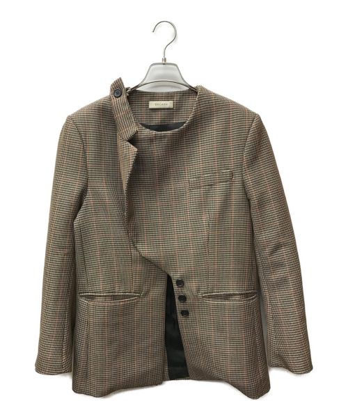 DELADA（デラダ）DELADA (デラダ) ノーカラージャケット BROWN CHECK サイズ:44の古着・服飾アイテム