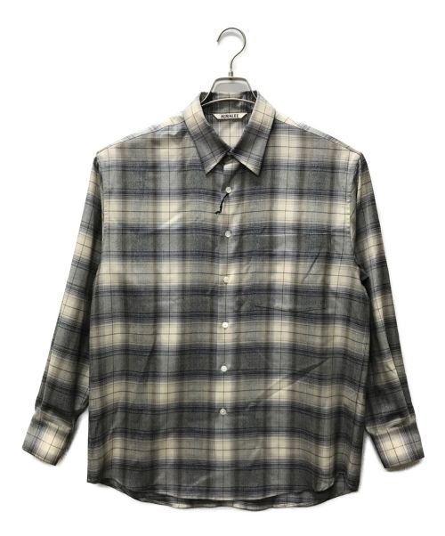 AURALEE（オーラリー）AURALEE (オーラリー) SUPER LIGHT WOOL CHECK SHIRT CHECK グレー サイズ:3の古着・服飾アイテム