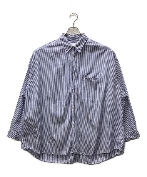 Graphpaper（グラフペーパー）Graphpaper (グラフペーパー) Broad Stripe L/S Oversized Regular Collar Shirt ネイビーの古着・服飾アイテム