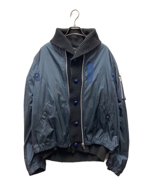 sacai（サカイ）sacai (サカイ) ショールカラーMA-1ジャケット ネイビー サイズ:3の古着・服飾アイテム