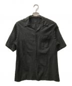 COMOLIコモリ）の古着「ウールシルク半袖オープンカラーシャツ」｜ブラック