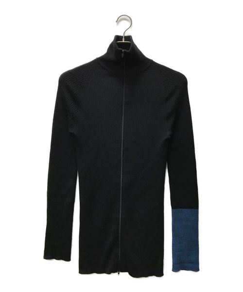 Yohji Yamamoto FEMME（ヨウジヤマモトファム）Yohji Yamamoto FEMME (ヨウジヤマモトファム) TWO-TONE ZIP-UP TURTLENECK ブラック サイズ:2の古着・服飾アイテム