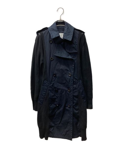 sacai（サカイ）sacai (サカイ) ニットドッキングトレンチコート ネイビー サイズ:1の古着・服飾アイテム