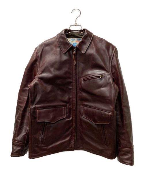 Aero LEATHER（エアロレザー）Aero LEATHER (エアロレザー) ハーフベルトホースハイドレザージャケット ブラウン サイズ:38の古着・服飾アイテム