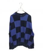 stussyステューシー）の古着「BLUR CHECKER FLEECE MOCK NECK」｜ブルー