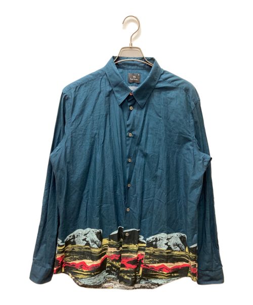 PS Paul Smith（ＰＳポールスミス）PS Paul Smith (ＰＳポールスミス) HAROLD’S LANDSCAPE PRINT SHIRT ネイビー サイズ:XLの古着・服飾アイテム