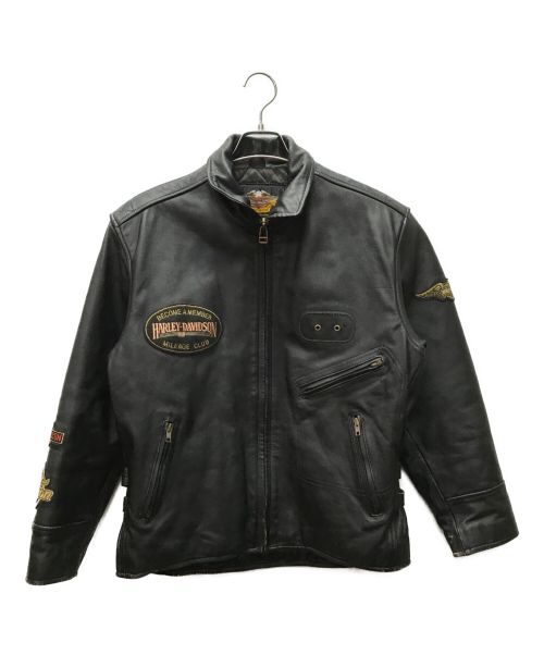 HARLEY-DAVIDSON（ハーレーダビッドソン）HARLEY-DAVIDSON (ハーレーダビッドソン) ワッペンシングルライダースジャケット ブラック サイズ:Lの古着・服飾アイテム