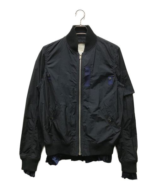 sacai（サカイ）sacai (サカイ) シルク混MA-1ジャケット ブラック サイズ:４の古着・服飾アイテム